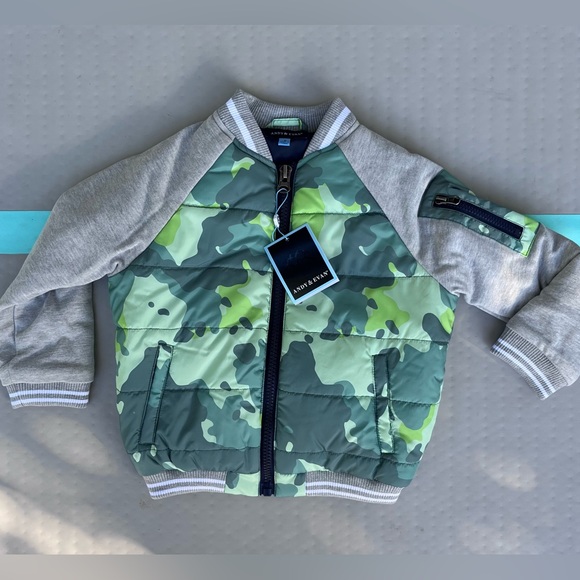 NWT Andy & Evan Kids Cotton Jersey Quilted Camo Puff Jacket - Picture 2 of 8